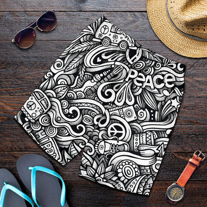 Graffiti Surfing Pattern Print Men's Shorts