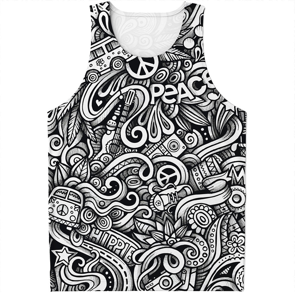 Graffiti Surfing Pattern Print Men's Tank Top