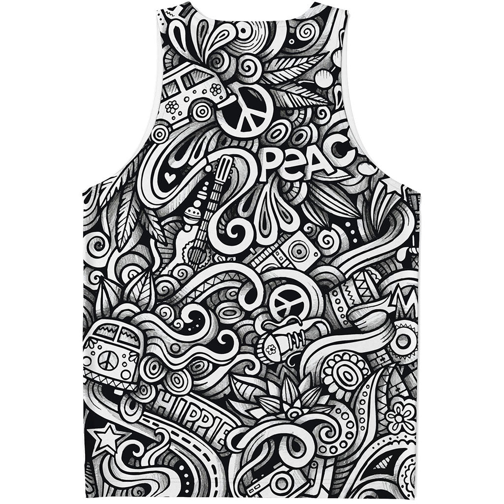 Graffiti Surfing Pattern Print Men's Tank Top