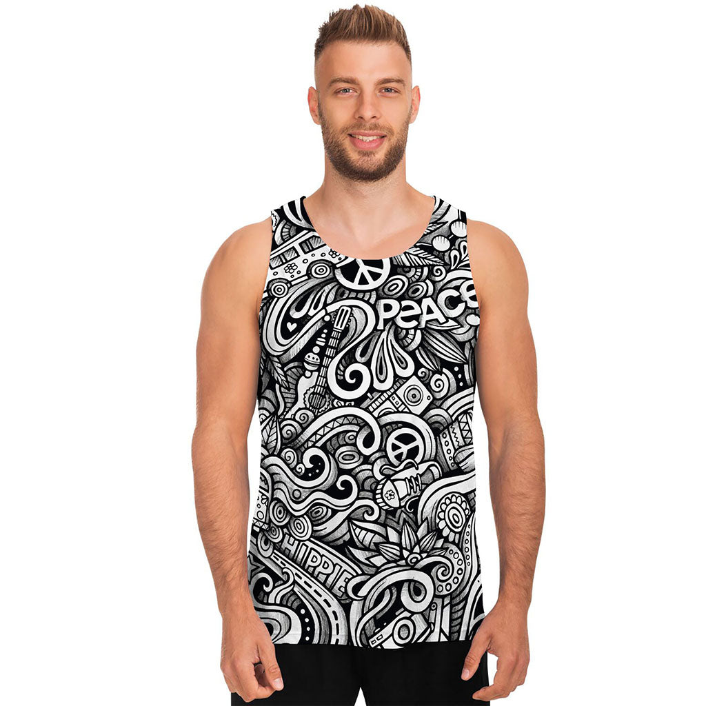 Graffiti Surfing Pattern Print Men's Tank Top