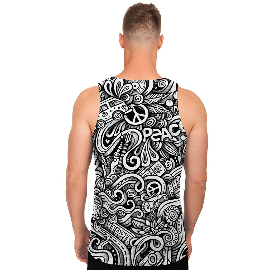 Graffiti Surfing Pattern Print Men's Tank Top