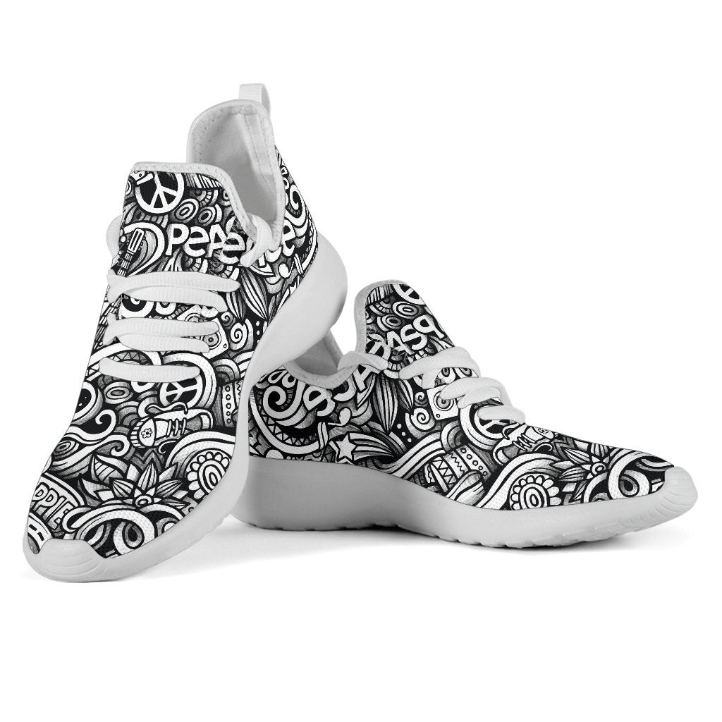 Graffiti Surfing Pattern Print Mesh Knit Shoes GearFrost