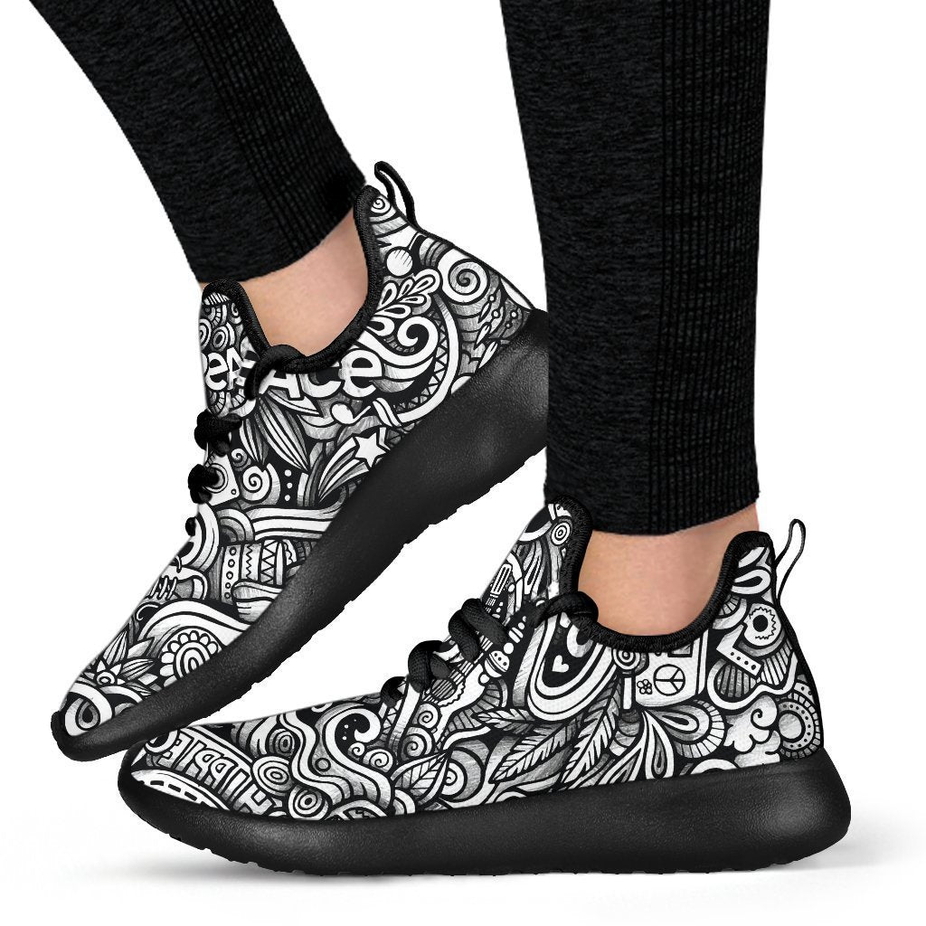 Graffiti Surfing Pattern Print Mesh Knit Shoes GearFrost