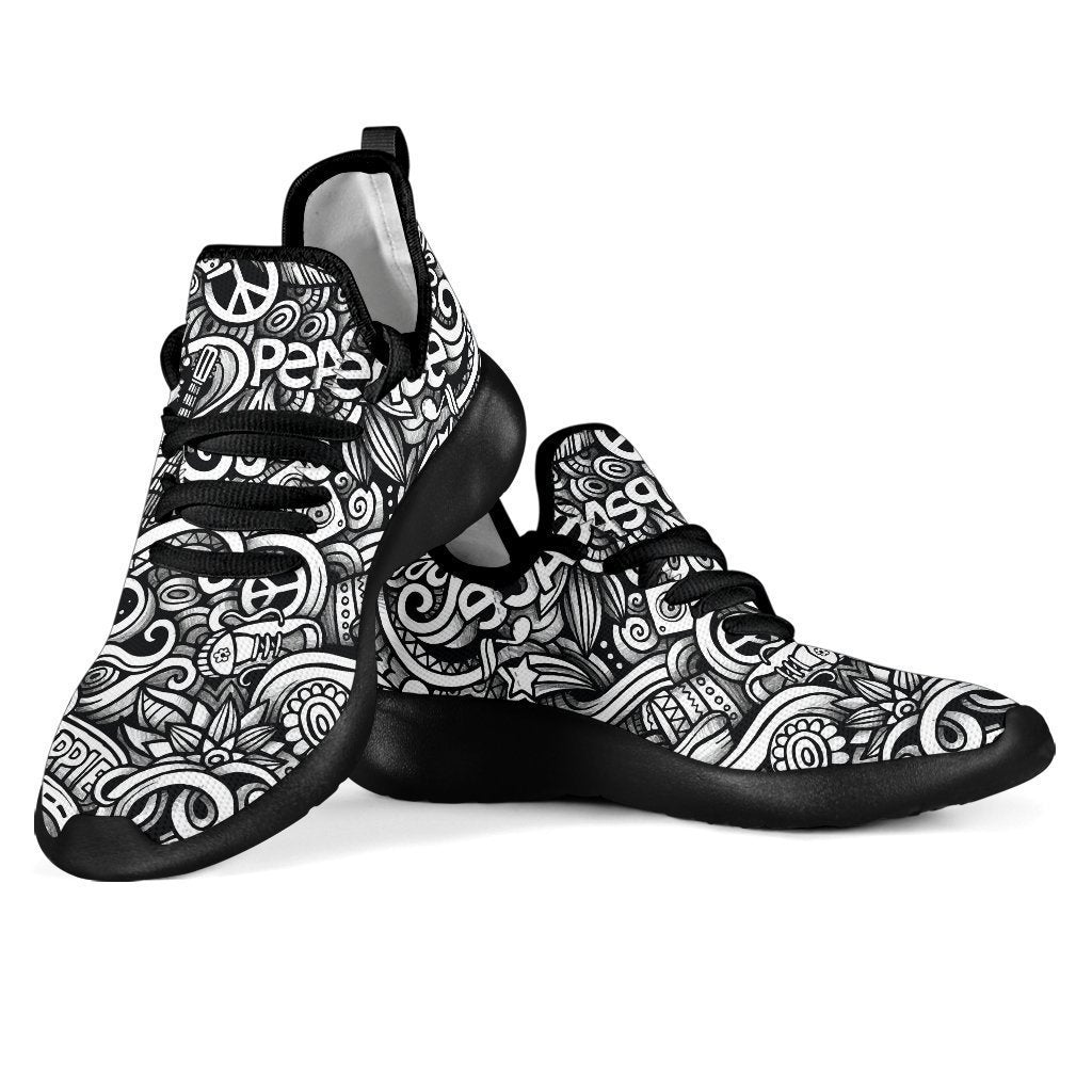 Graffiti Surfing Pattern Print Mesh Knit Shoes GearFrost