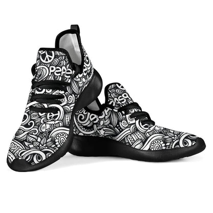Graffiti Surfing Pattern Print Mesh Knit Shoes GearFrost