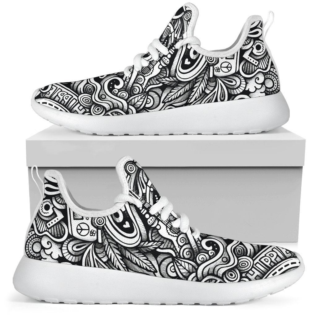 Graffiti Surfing Pattern Print Mesh Knit Shoes GearFrost