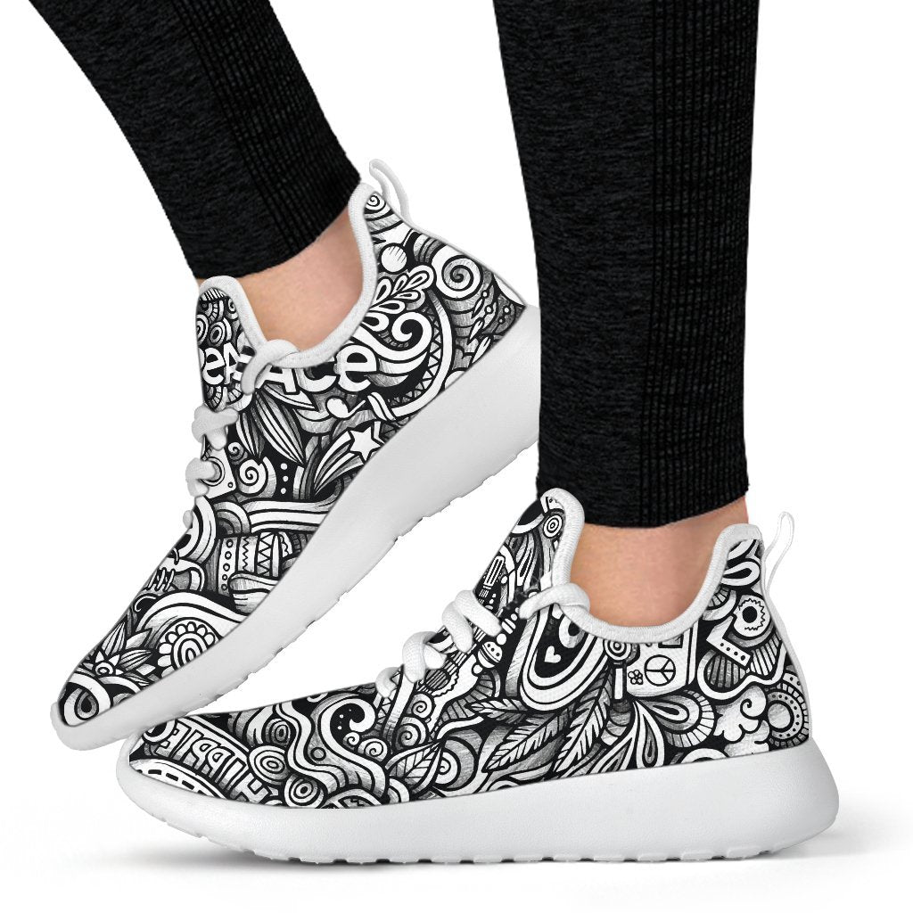 Graffiti Surfing Pattern Print Mesh Knit Shoes GearFrost