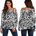 Graffiti Surfing Pattern Print Off The Shoulder Sweatshirt