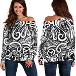 Graffiti Surfing Pattern Print Off Shoulder Sweatshirt GearFrost