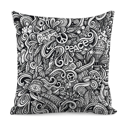 Graffiti Surfing Pattern Print Pillow Cover