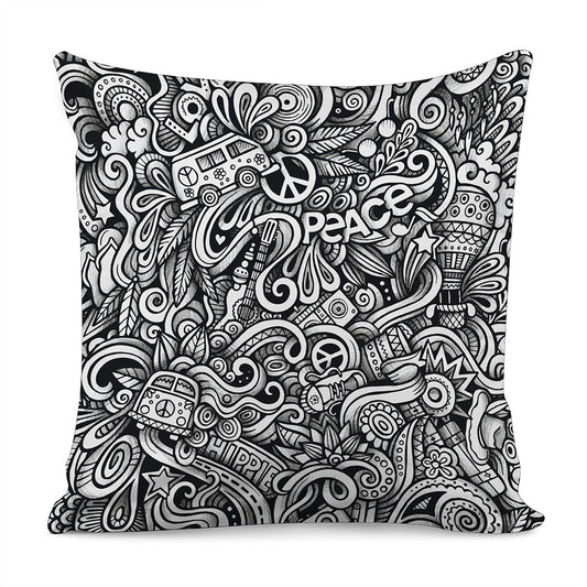 Graffiti Surfing Pattern Print Pillow Cover