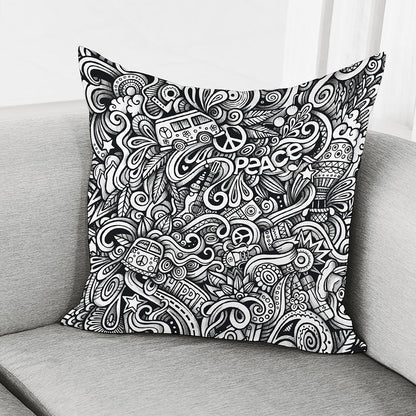 Graffiti Surfing Pattern Print Pillow Cover