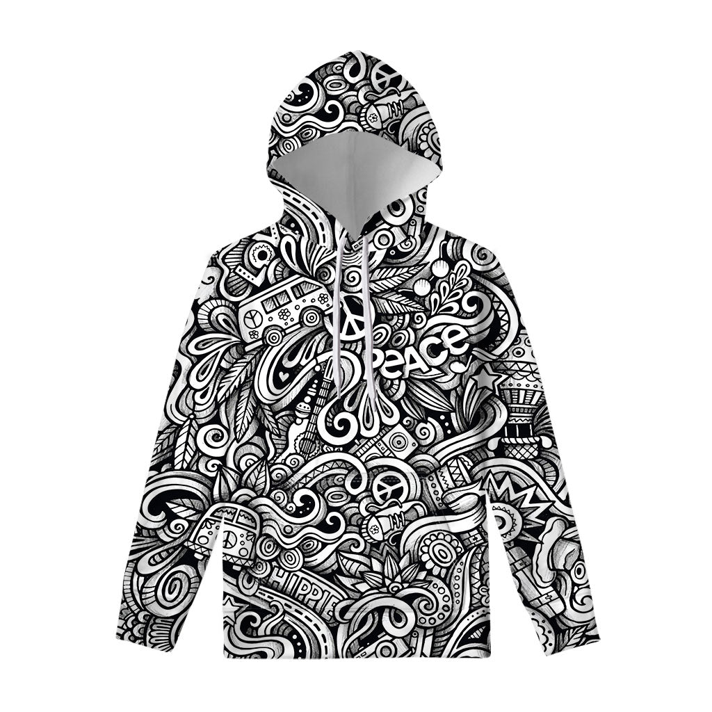Graffiti Surfing Pattern Print Pullover Hoodie