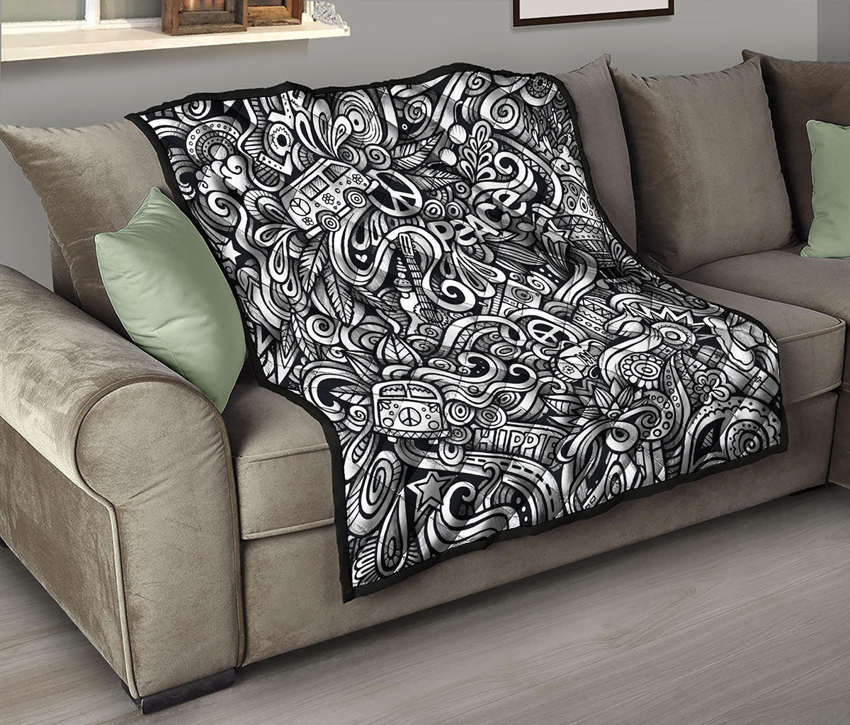 Graffiti Surfing Pattern Print Quilt