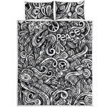 Graffiti Surfing Pattern Print Quilt Bed Set
