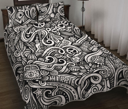 Graffiti Surfing Pattern Print Quilt Bed Set