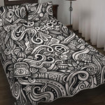 Graffiti Surfing Pattern Print Quilt Bed Set