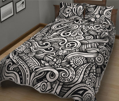 Graffiti Surfing Pattern Print Quilt Bed Set
