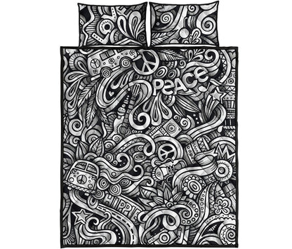 Graffiti Surfing Pattern Print Quilt Bed Set
