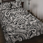 Graffiti Surfing Pattern Print Quilt Bed Set