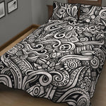 Graffiti Surfing Pattern Print Quilt Bed Set