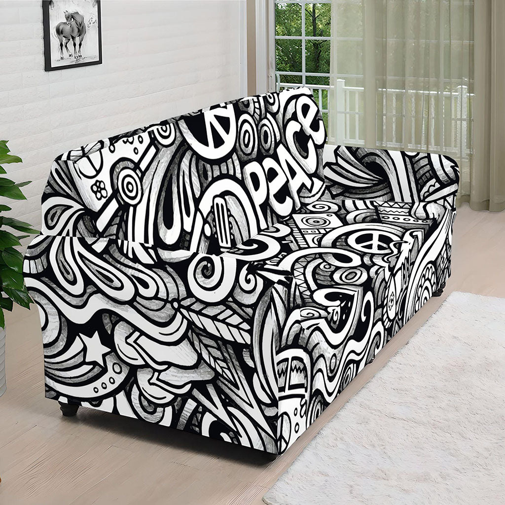 Graffiti Surfing Pattern Print Sofa Cover