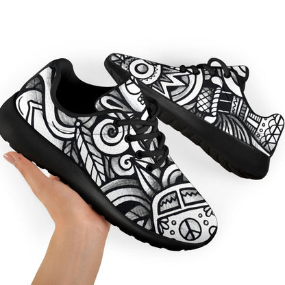 Graffiti Surfing Pattern Print Sport Shoes GearFrost