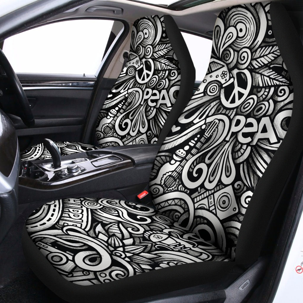 Graffiti Surfing Pattern Print Universal Fit Car Seat Covers