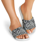 Graffiti Surfing Pattern Print White Slide Sandals