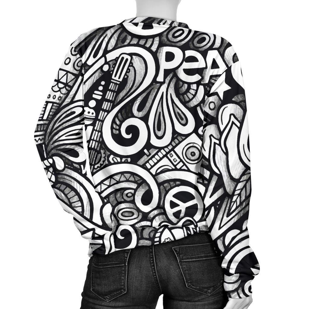 Graffiti Surfing Pattern Print Women's Crewneck Sweatshirt GearFrost