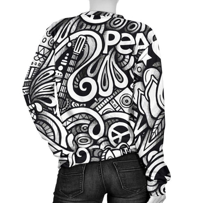 Graffiti Surfing Pattern Print Women's Crewneck Sweatshirt GearFrost