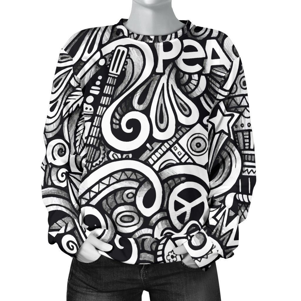 Graffiti Surfing Pattern Print Women's Crewneck Sweatshirt GearFrost
