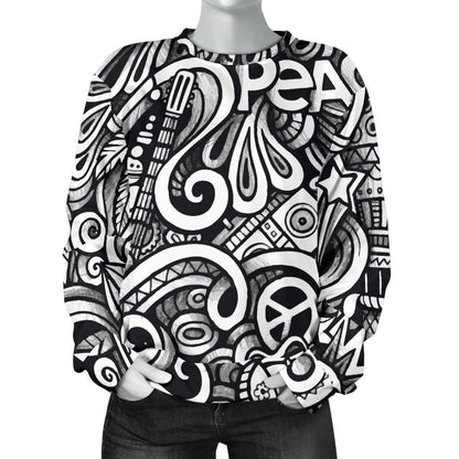 Graffiti Surfing Pattern Print Women's Crewneck Sweatshirt GearFrost