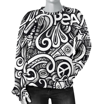 Graffiti Surfing Pattern Print Women's Crewneck Sweatshirt GearFrost