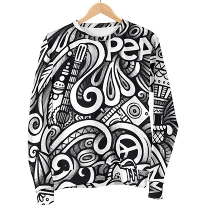 Graffiti Surfing Pattern Print Women's Crewneck Sweatshirt GearFrost