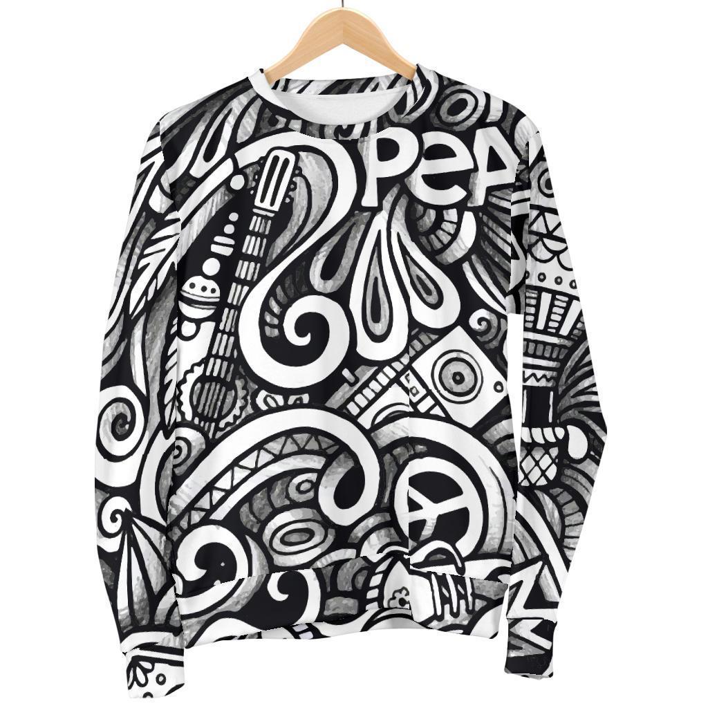Graffiti Surfing Pattern Print Women's Crewneck Sweatshirt GearFrost