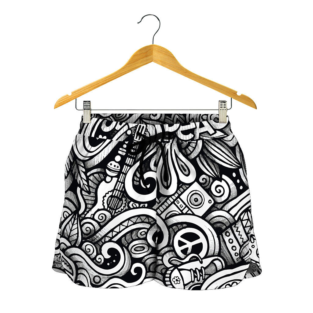 Graffiti Surfing Pattern Print Women's Shorts