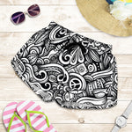 Graffiti Surfing Pattern Print Women's Shorts