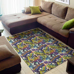 Graffiti Text Pattern Print Area Rug