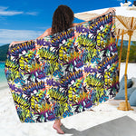 Graffiti Text Pattern Print Beach Sarong Wrap