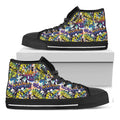 Graffiti Text Pattern Print Black High Top Sneakers