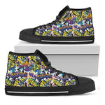 Graffiti Text Pattern Print Black High Top Shoes
