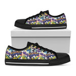 Graffiti Text Pattern Print Black Low Top Shoes