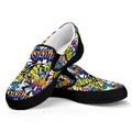 Graffiti Text Pattern Print Black Slip On Sneakers