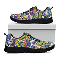 Graffiti Text Pattern Print Black Running Shoes