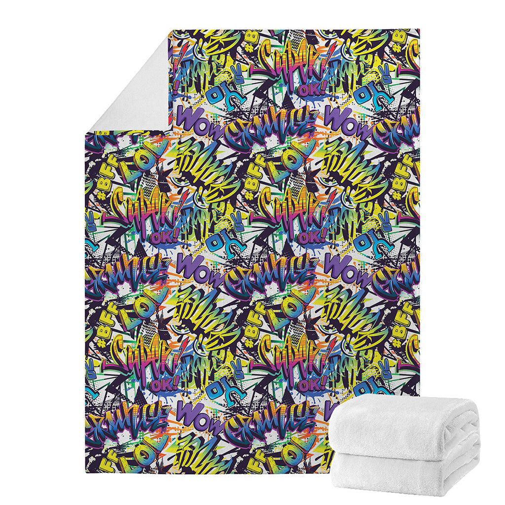 Graffiti Text Pattern Print Blanket