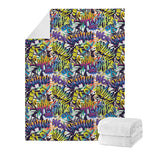 Graffiti Text Pattern Print Blanket