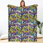 Graffiti Text Pattern Print Blanket