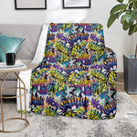 Graffiti Text Pattern Print Blanket