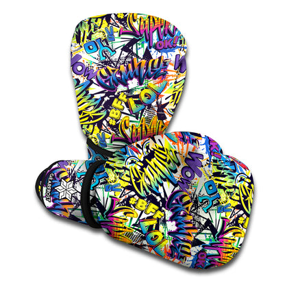 Graffiti Text Pattern Print Boxing Gloves